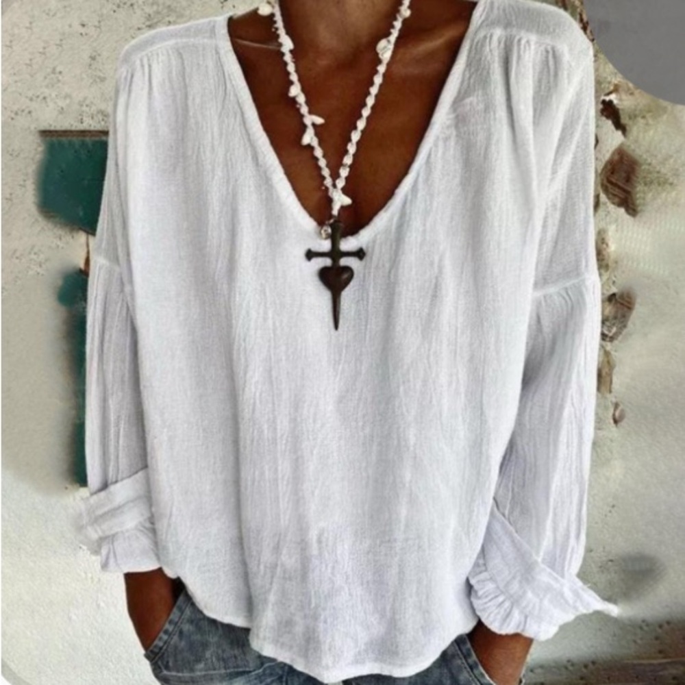 NWT White Women's Top, Size: Medium, White, Cotton